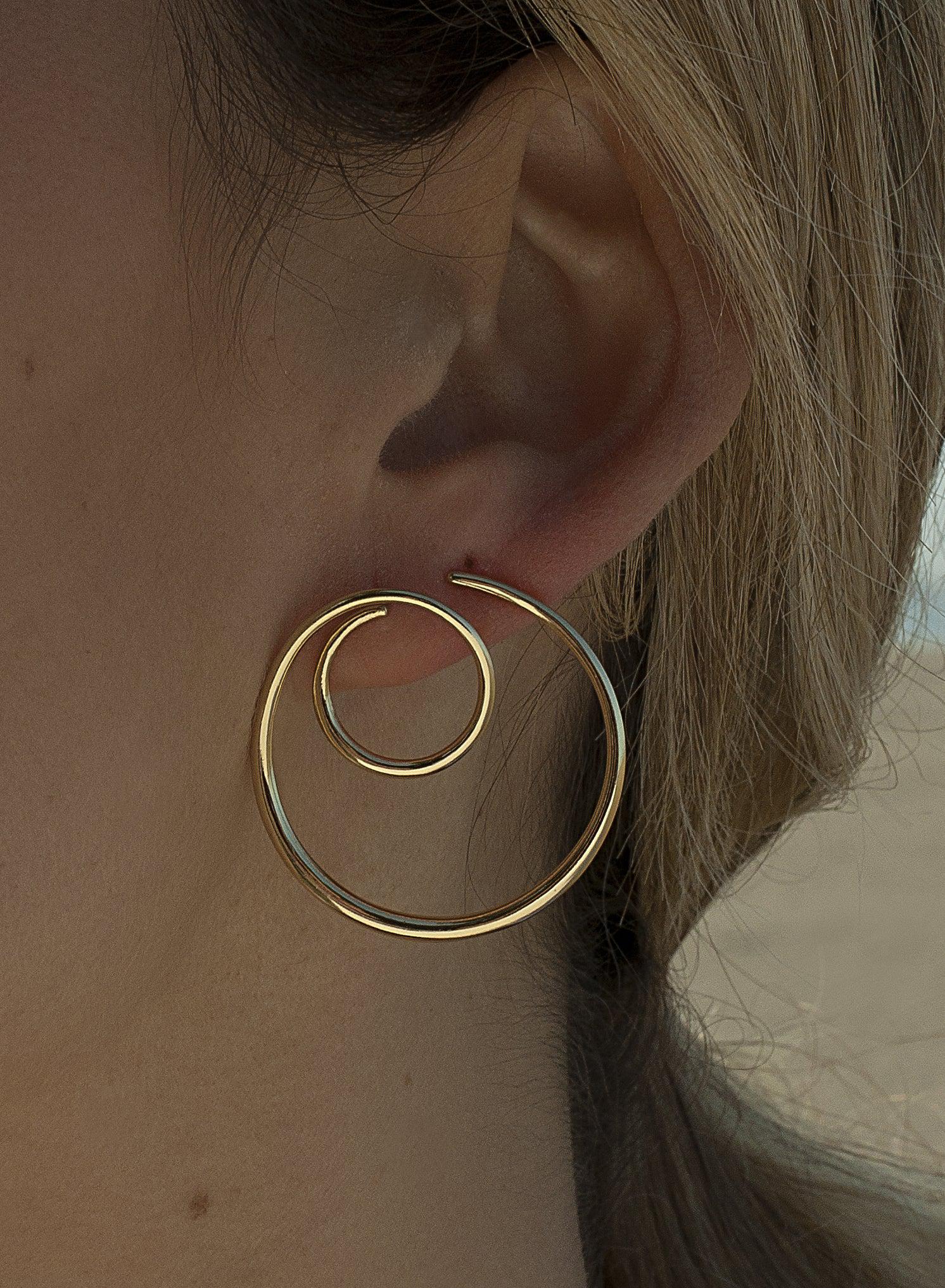 Pendientes originales diseño espiral bañados en oro-LINEARGENT
