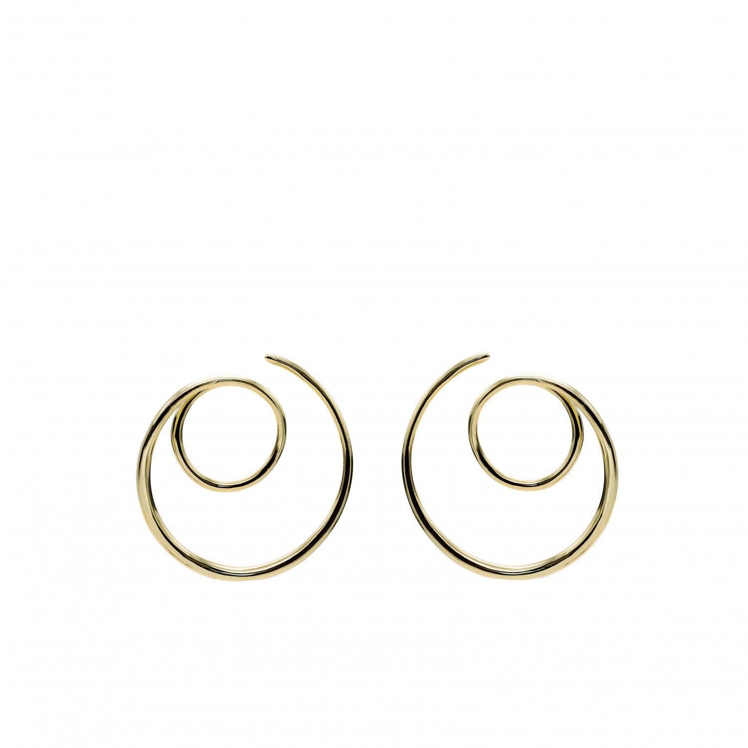 Pendientes originales diseño espiral bañados en oro-LINEARGENT
