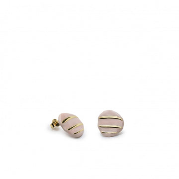 Pendientes originales diseño irregular esmalte rosa y detalles dorados