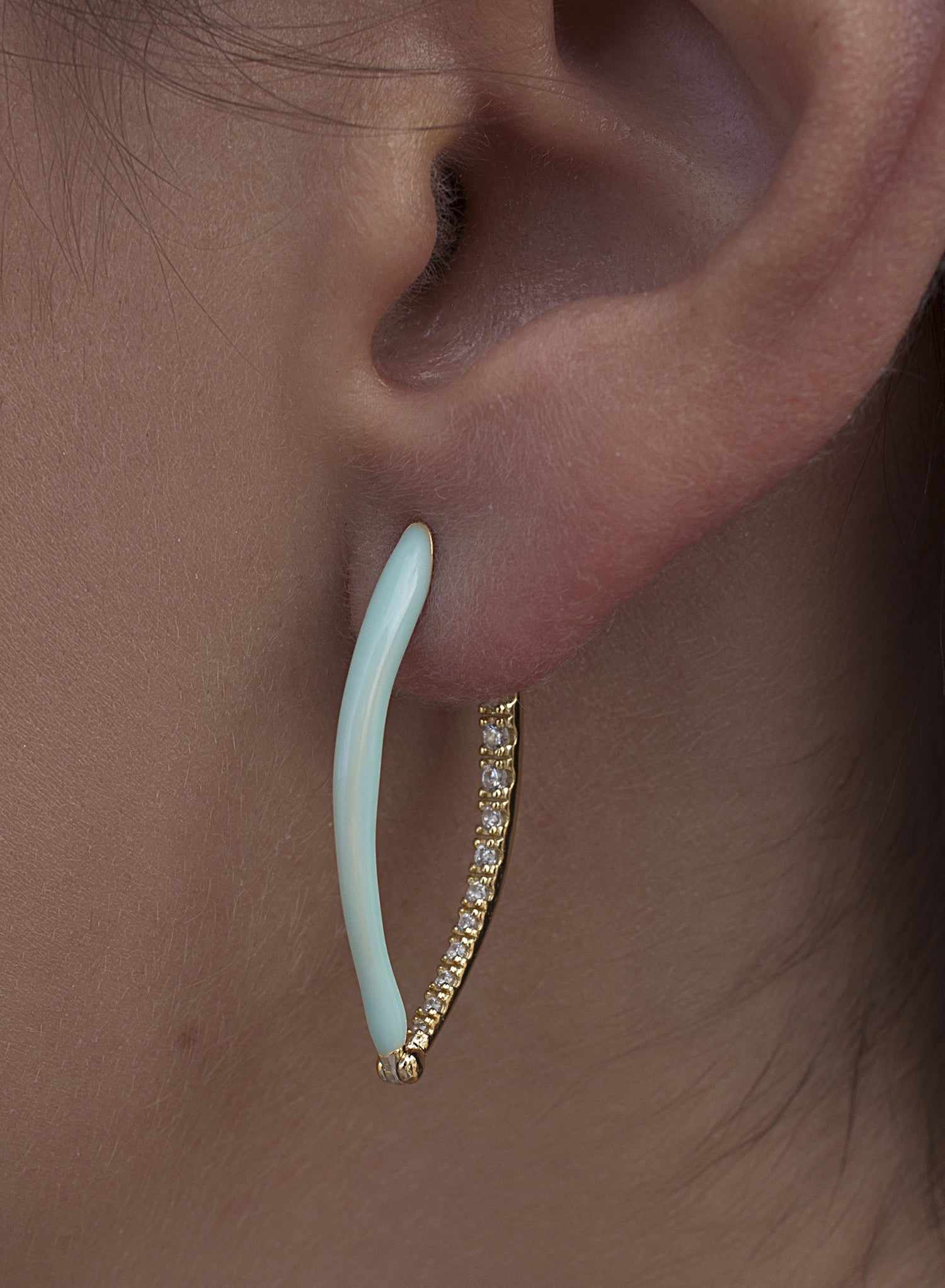 Pendientes originales en plata esmalte mint-LINEARGENT