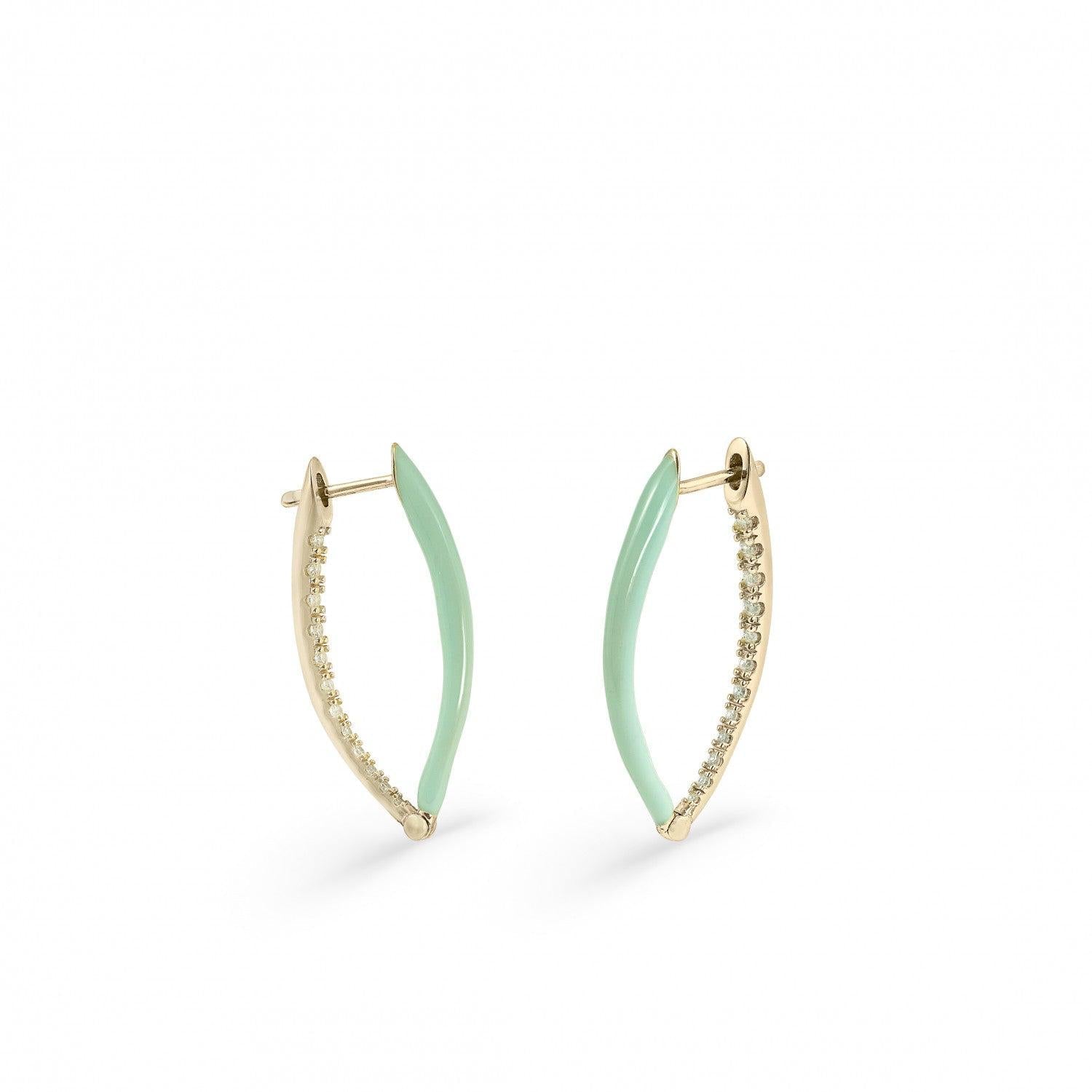 Pendientes originales en plata esmalte mint-LINEARGENT