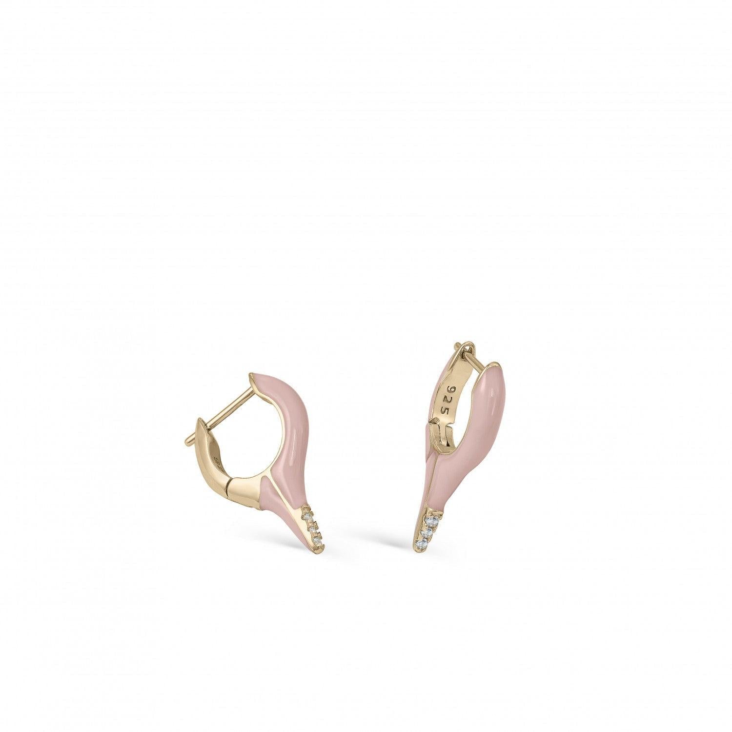 Pendiente · Pendientes originales plata diseño punta esmalte rosa