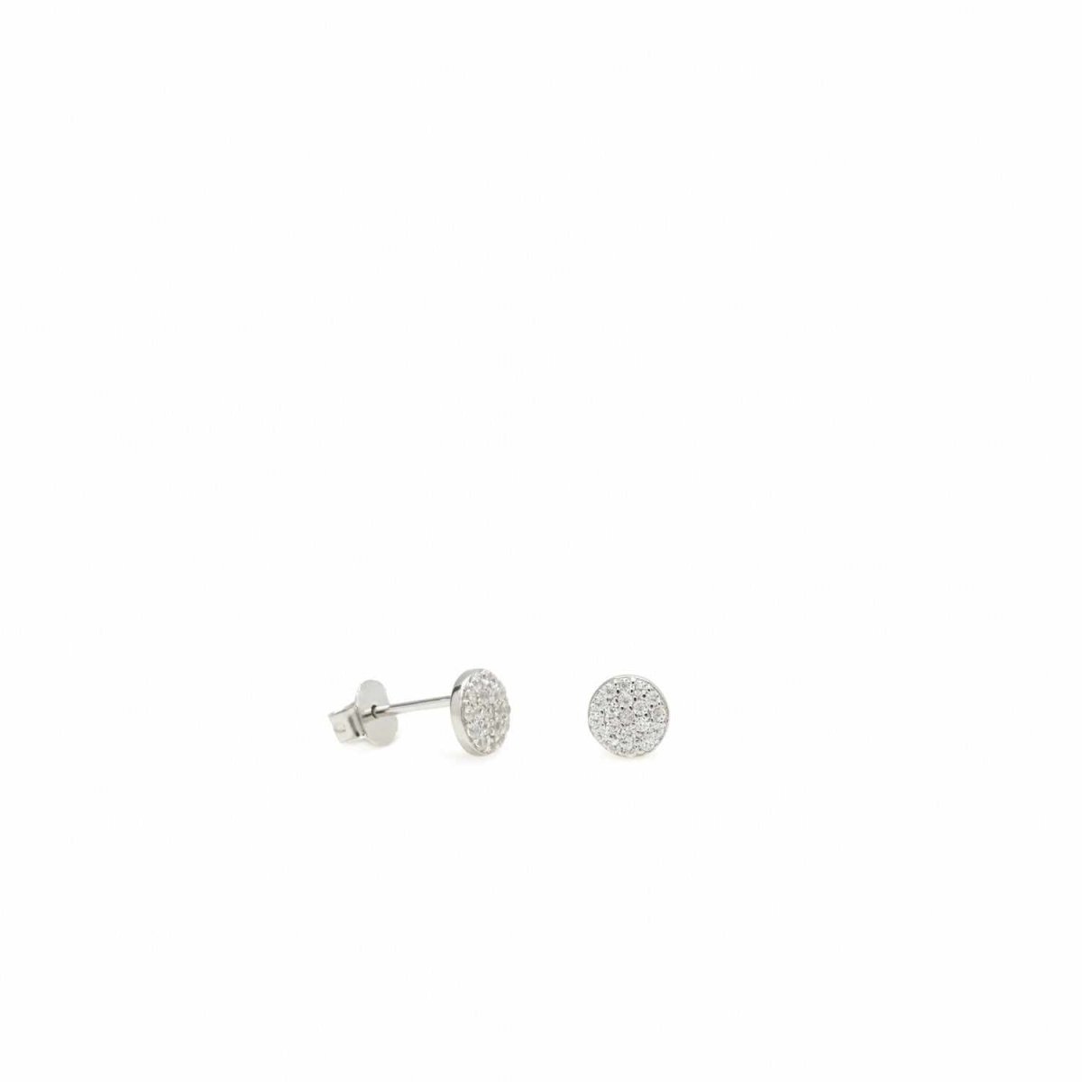 Pendientes pequeños brillantes plata motivo mini círculo-LINEARGENT