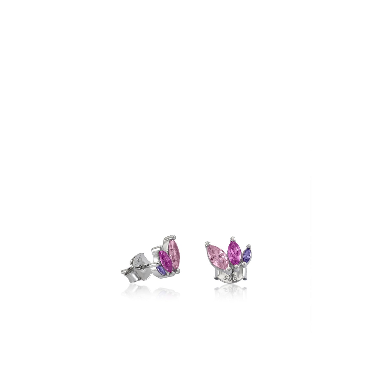 Pendientes pequeños con gemas en tonos rosados-LINEARGENT