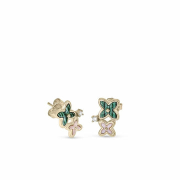 Pendientes pequeños diseño de flor compuestos por piedras
