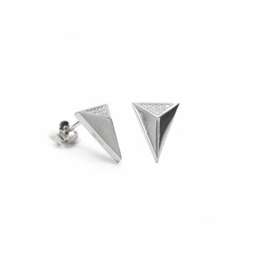 Pendientes pequeños diseño triangular cóncavo con circonitas