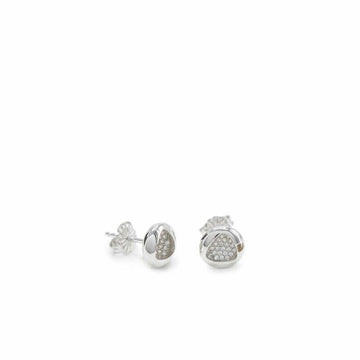Pendientes pequeños plata brillantes con silueta triángulo y circonitas