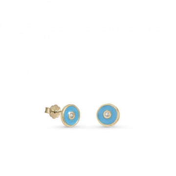 Pendientes pequeños plata circular esmalte azul
