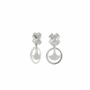 Pendientes plata y circonitas móviles con motivo de circulo