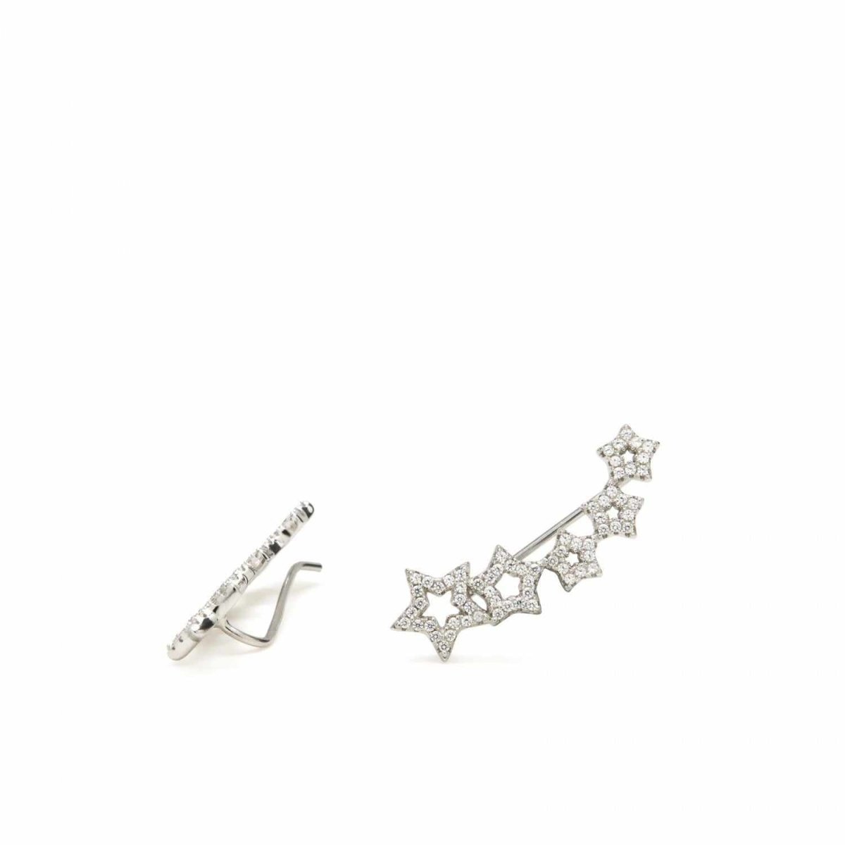 Pendientes trepadores de plata diseño estrellas con circonitas-LINEARGENT