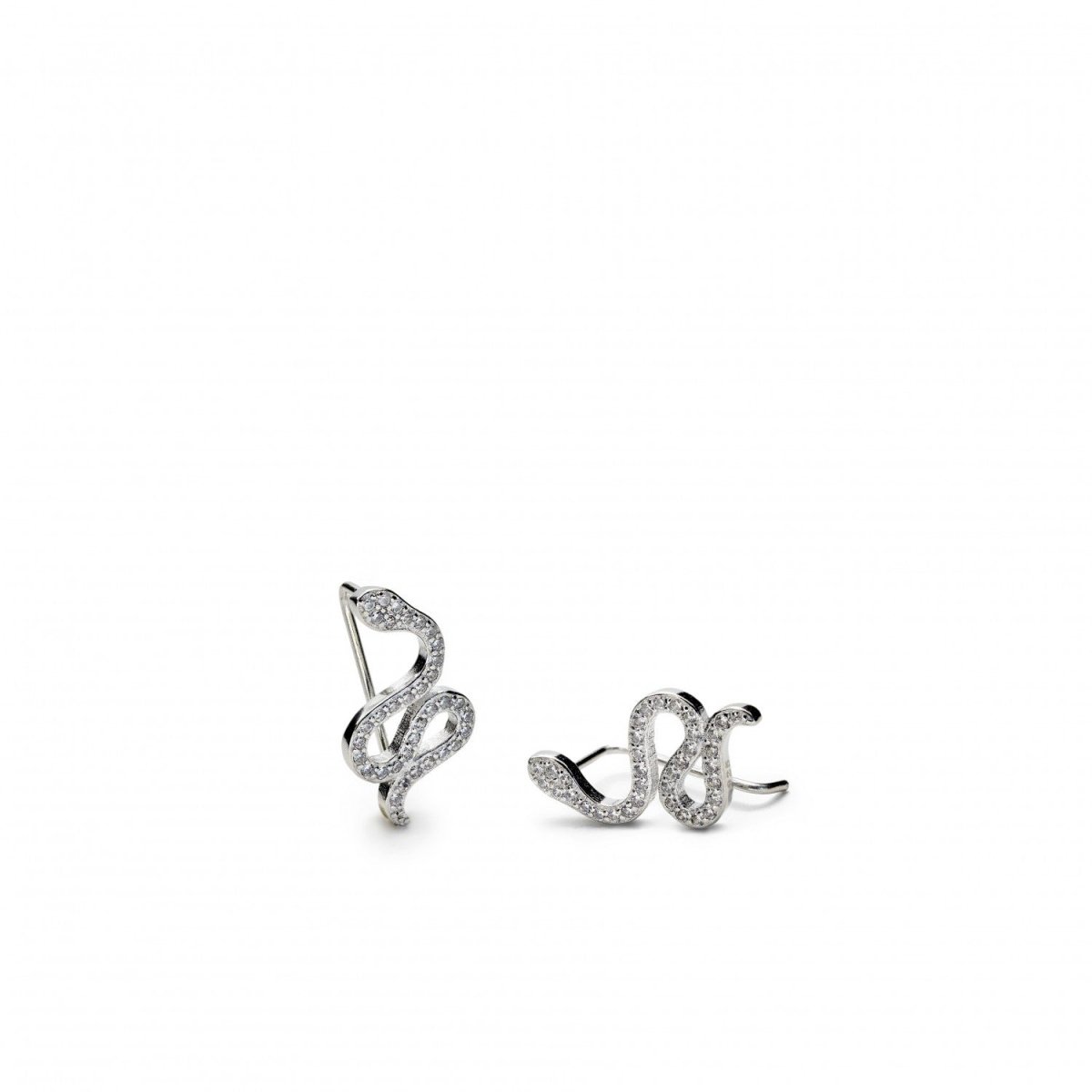 Pendientes trepadores de plata silueta de serpiente zig zag-LINEARGENT