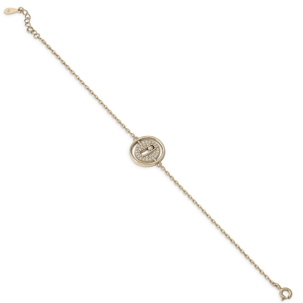 Pulsera brillante con diseño doble botón con circonita-LINEARGENT