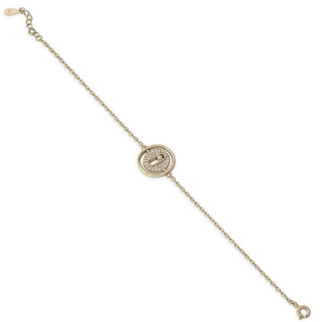 Pulsera brillante con diseño doble botón con circonita