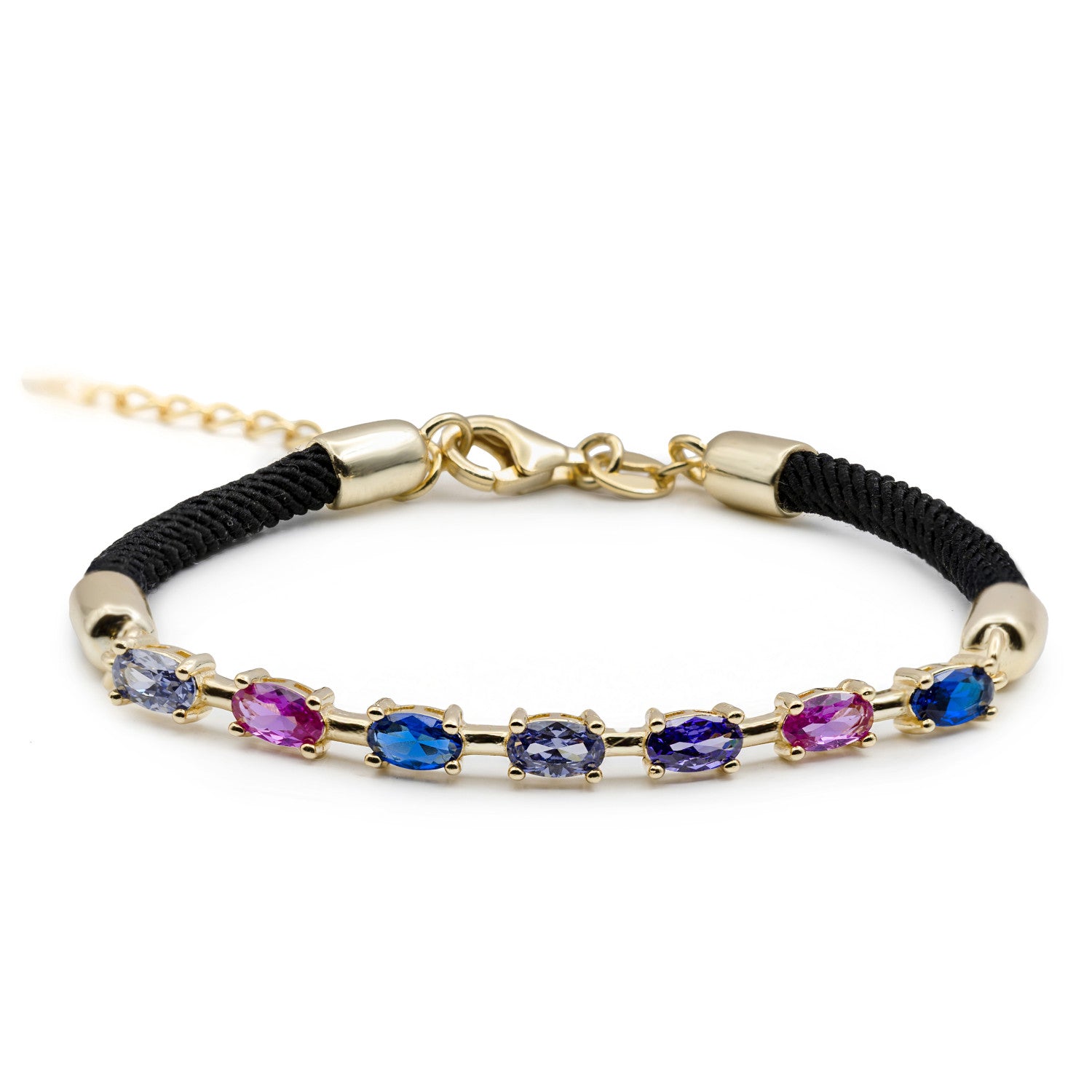Pulsera con piedras de colores centrales y cordon.-LINEARGENT
