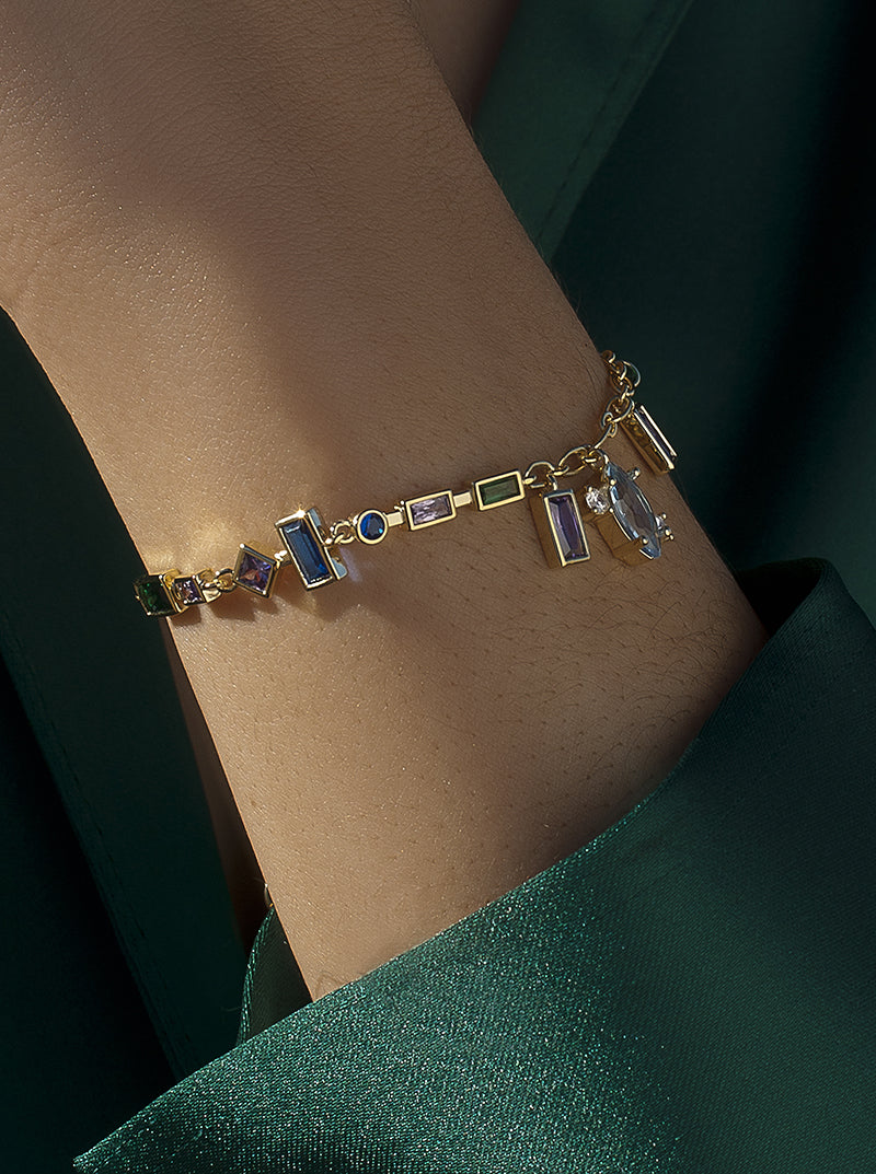 Pulsera con piedras de distintas formas y tonos frios-LINEARGENT