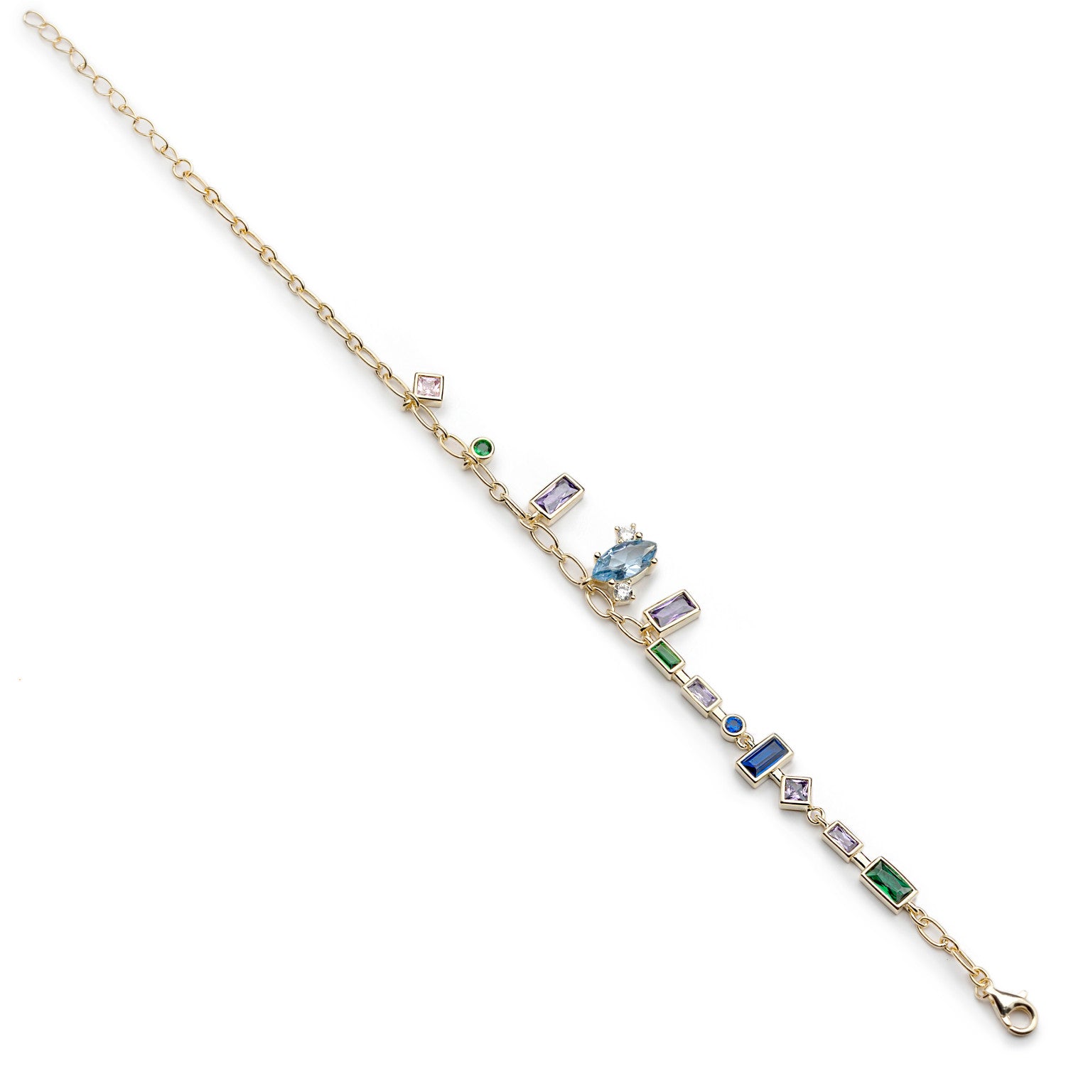 Pulsera con piedras de distintas formas y tonos frios-LINEARGENT