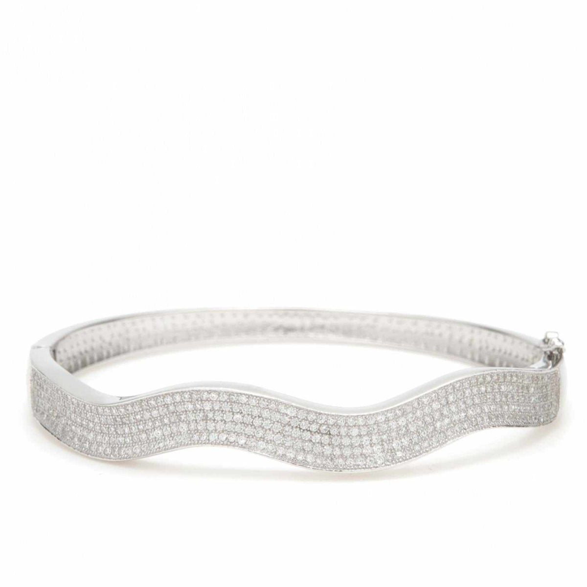 Pulsera esclava curvilínea con seis carriles de circonita-LINEARGENT