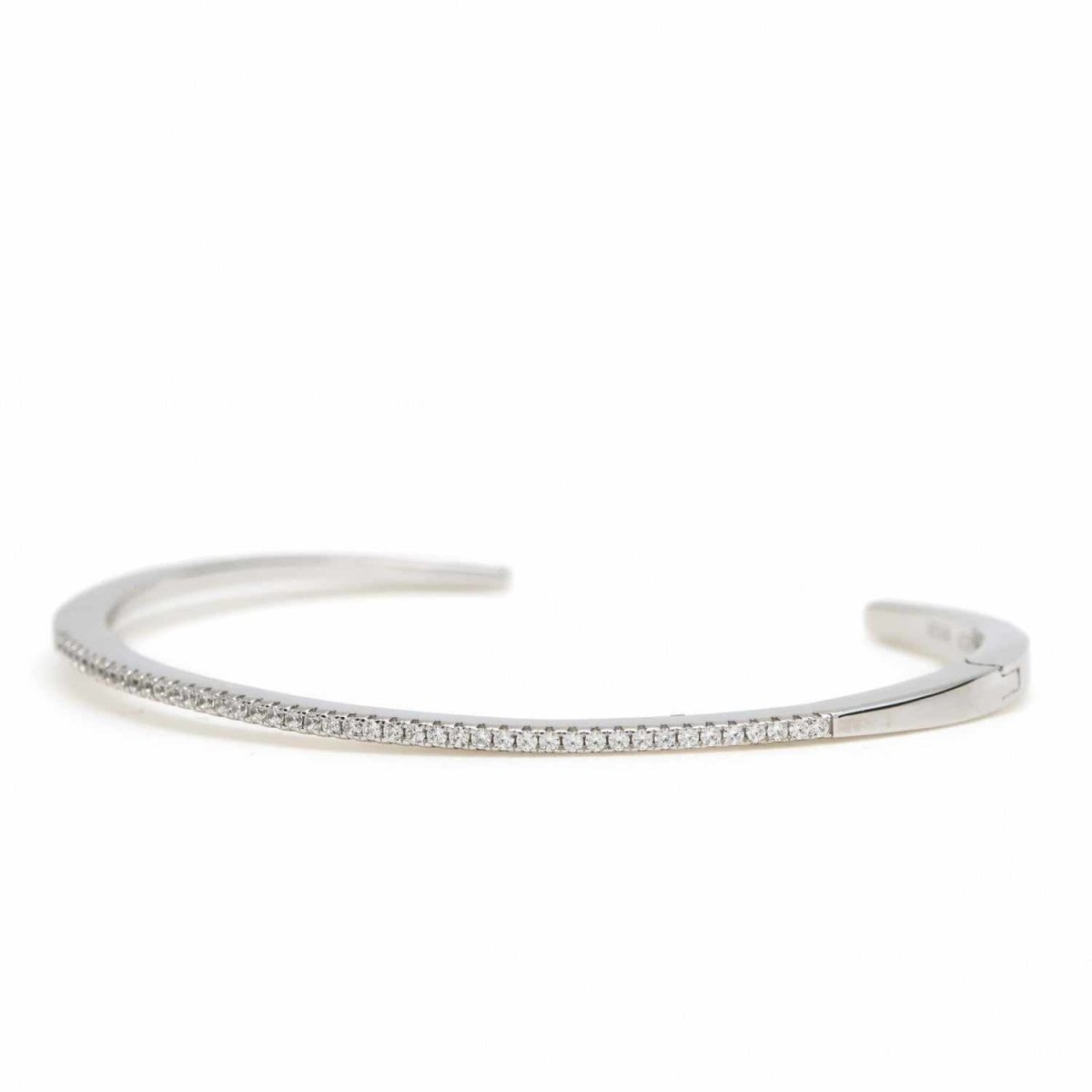 Pulsera esclava de plata diseño slim circonitas-LINEARGENT