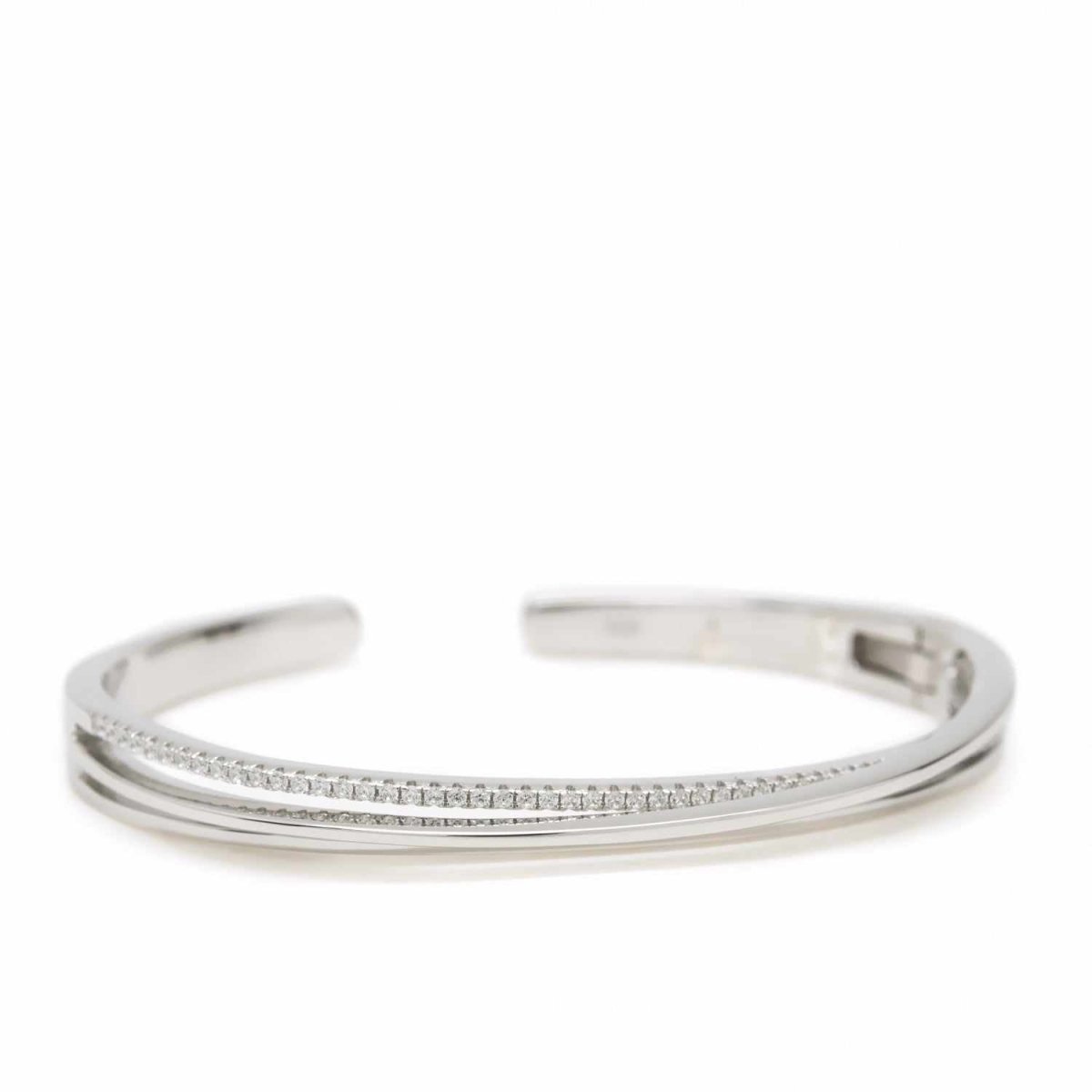 Pulsera esclava de plata fina con circonita-LINEARGENT