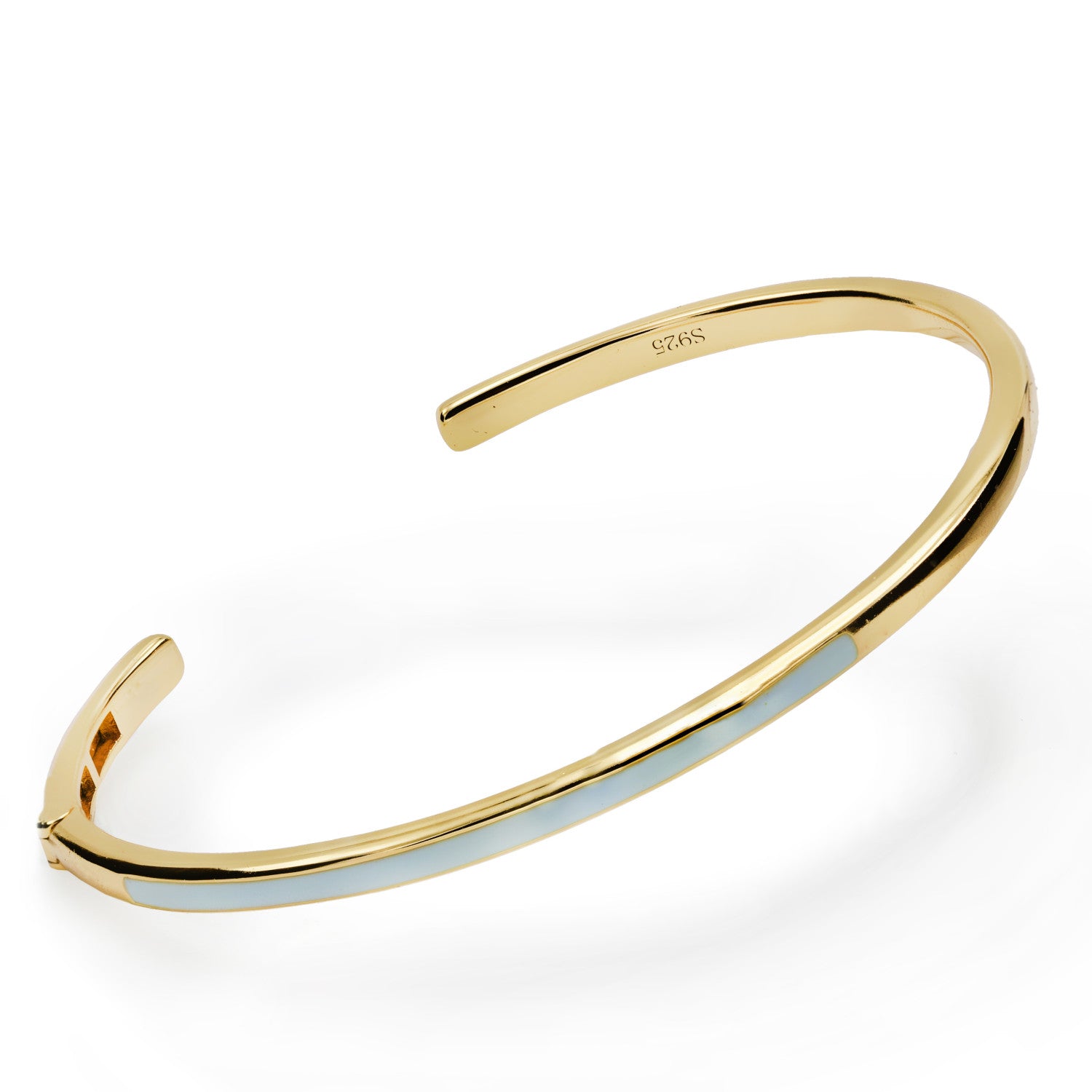 Pulsera esclava diseño esmalte color azul bañada en oro-LINEARGENT