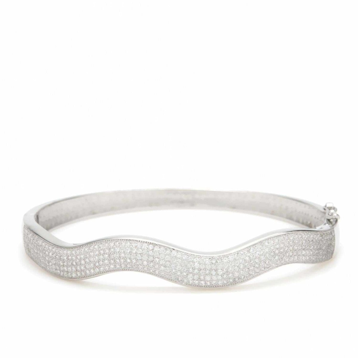 Pulsera esclava diseño fino ondulado y circonita-LINEARGENT