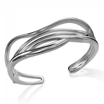 Pulsera esclava diseño irregular varios carriles en plata