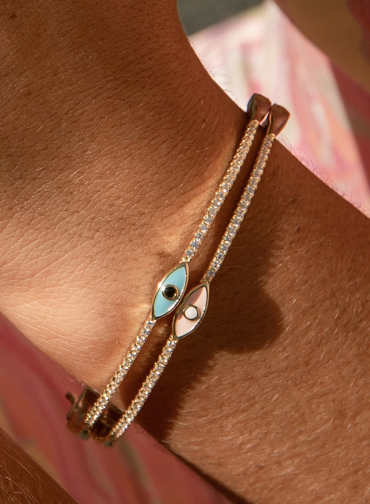 Pulsera esclava en plata diseño ojo azul-LINEARGENT