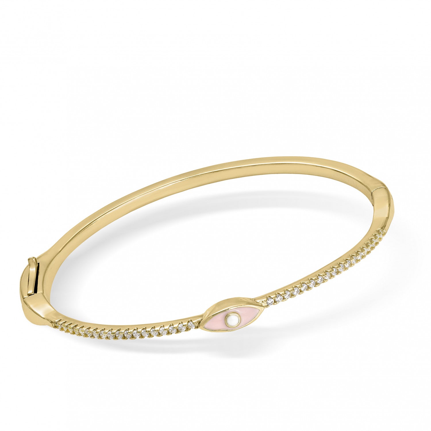 Pulsera esclava en plata diseño ojo rosa claro-LINEARGENT