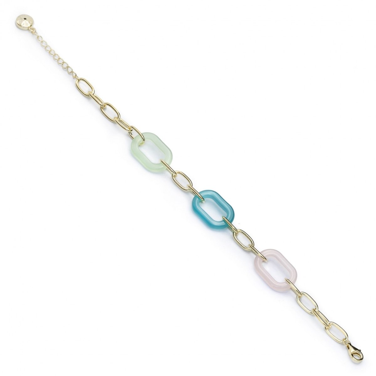 Pulsera eslabones plata bañada en oro combinada con resina-LINEARGENT