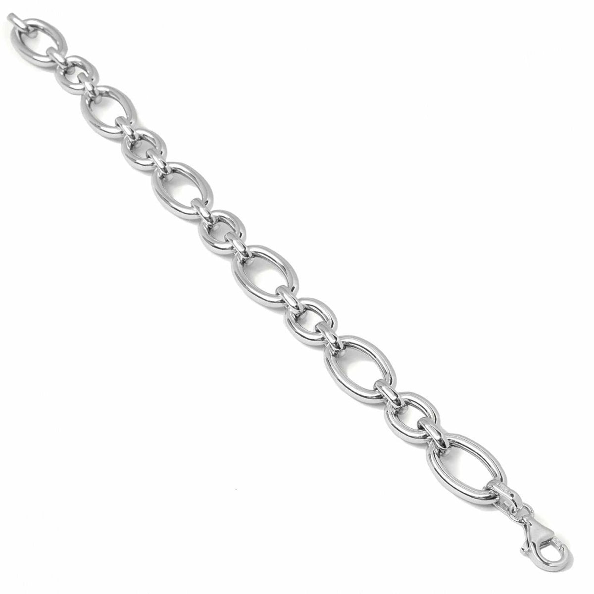 Pulsera eslabones plata círculos tubulares y anchos-LINEARGENT