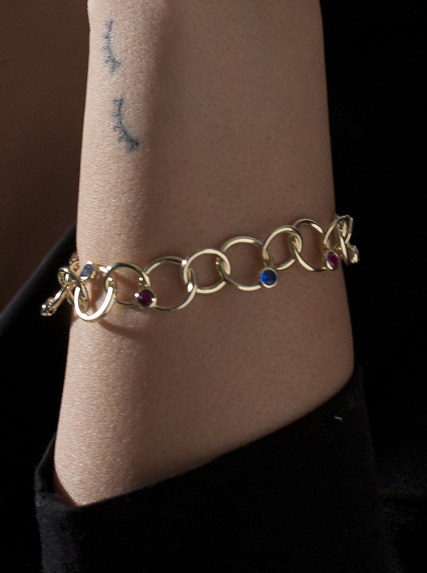 Pulsera eslabones plata diseño círculos entrelazados-LINEARGENT