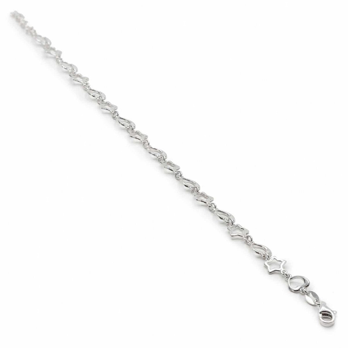 Pulsera infantil de plata motivo flor y corazón-LINEARGENT