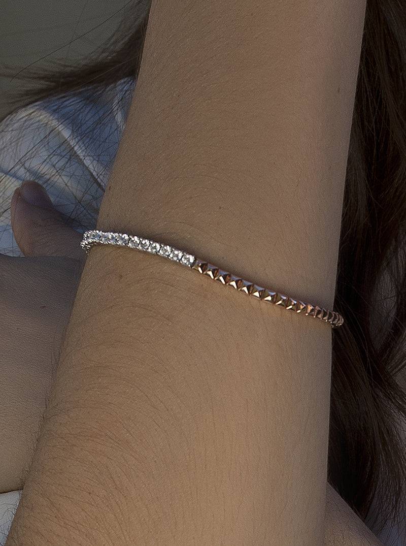 Pulsera riviere bicolor en rosa y circonita talla princesa-LINEARGENT