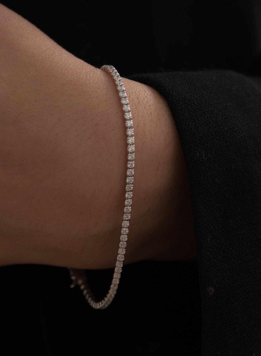 Pulsera riviere de plata circonitas blancas en talla princesa-LINEARGENT