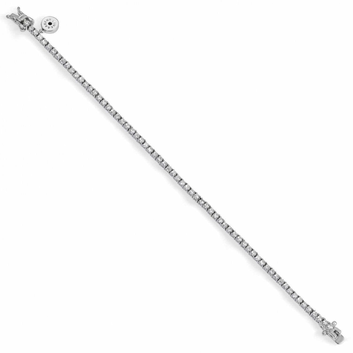 Pulsera riviere de plata diseño muy fino con circonitas-LINEARGENT