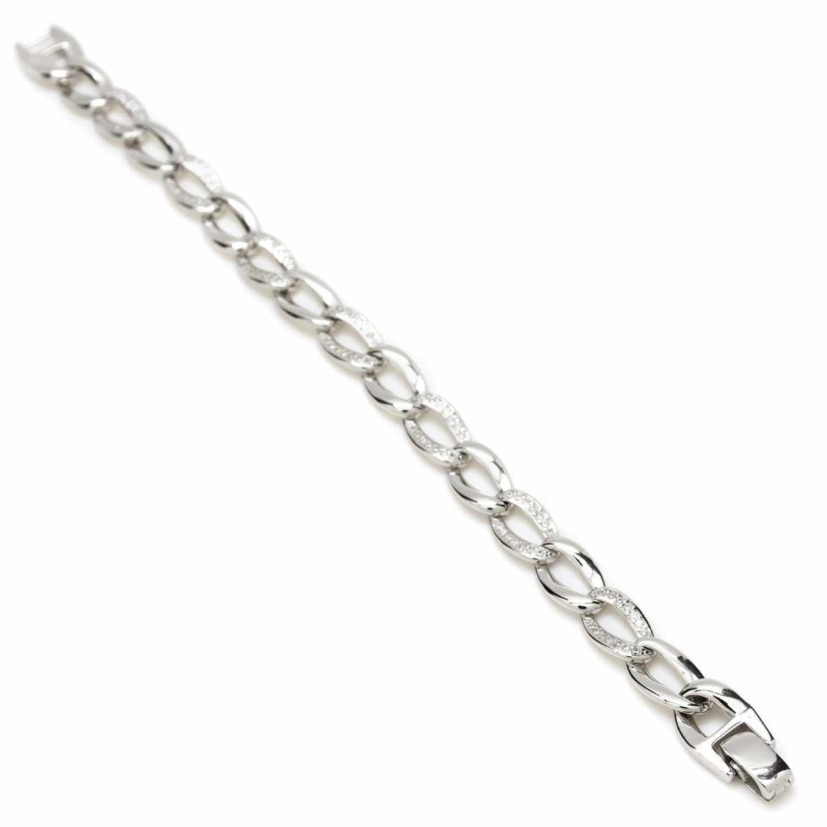 Pulseras brillantes en trenza de plata con circonitas-LINEARGENT