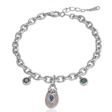 Pulseras con colgantes de plata diseño ovalado central