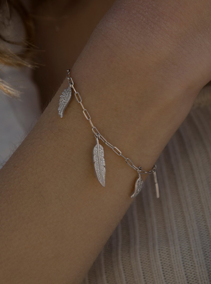 Pulseras con colgantes diseño pluma destello y rayo-LINEARGENT