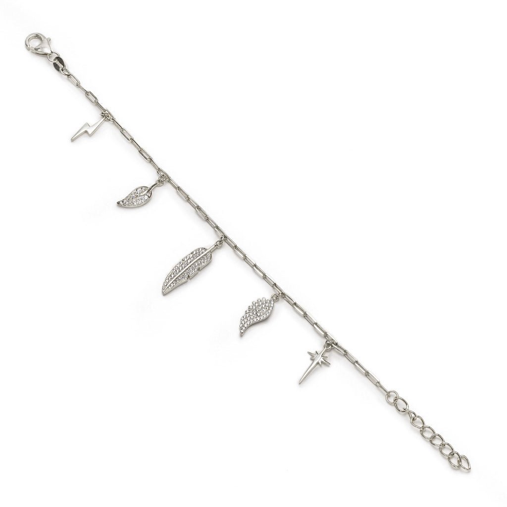 Pulseras con colgantes diseño pluma destello y rayo-LINEARGENT