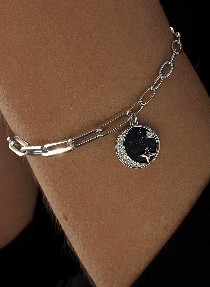 Pulseras con colgantes dobles diseño de eslabones-LINEARGENT