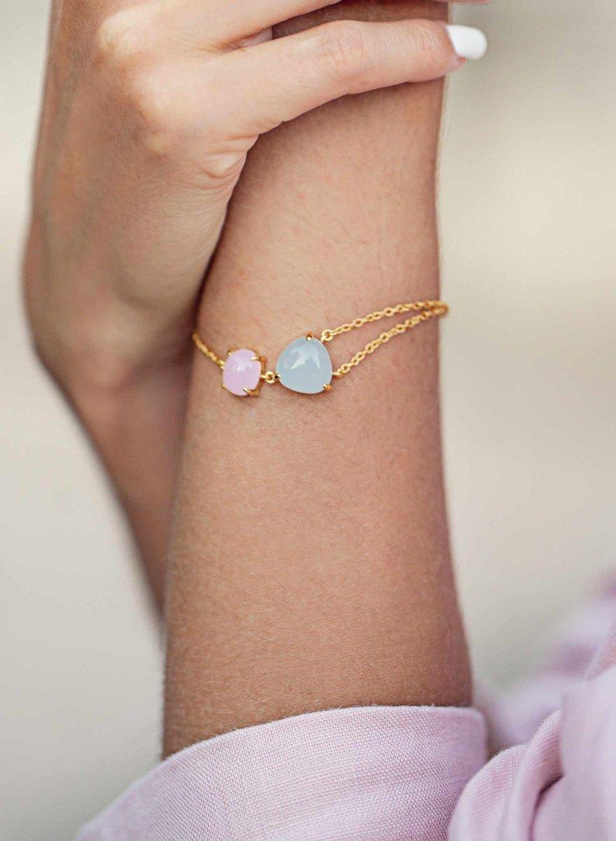 Pulseras con piedras de plata diseño bubble tonos pastel-LINEARGENT