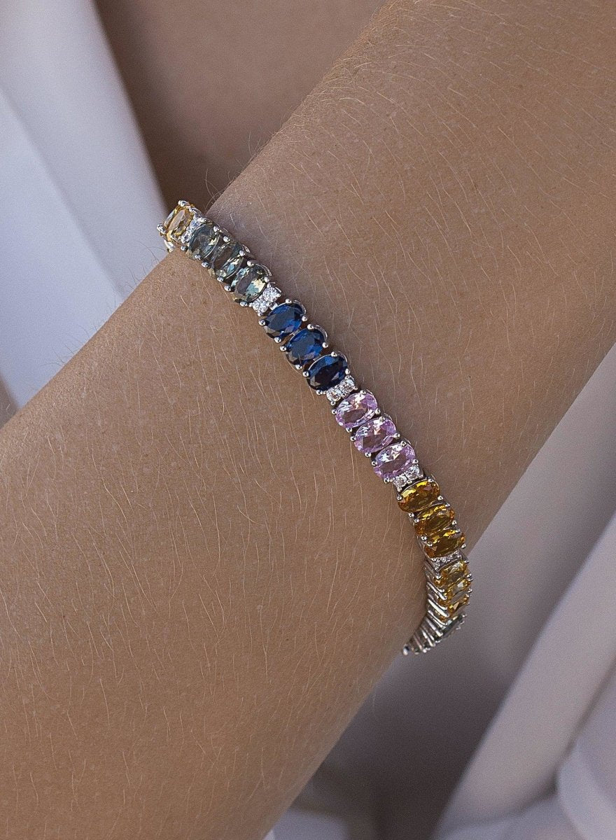 Pulseras con piedras diseño combinado con circonitas-LINEARGENT