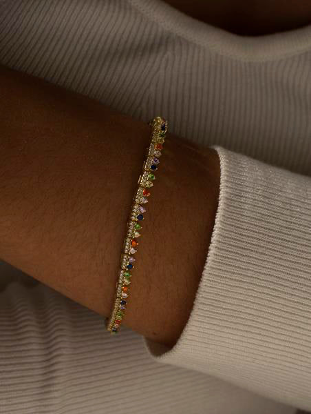Pulseras con piedras multicolores y circonitas-LINEARGENT