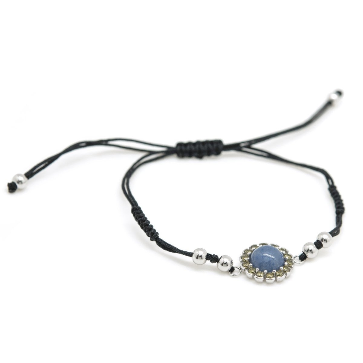 Pulseras de hilo diseño flor tono zafiro y miel-LINEARGENT