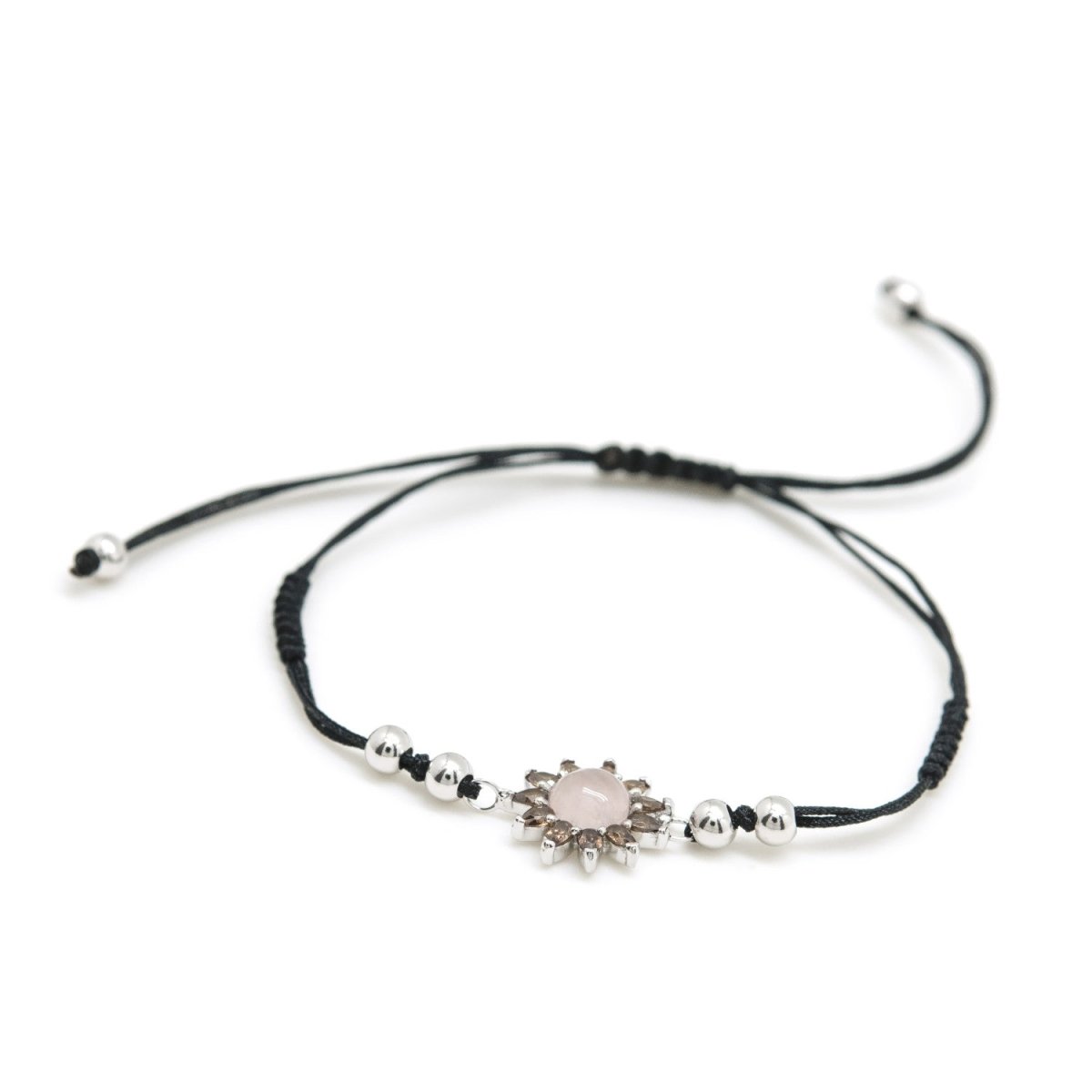 Pulseras de hilo diseño solar en tono quarzo rosa-LINEARGENT