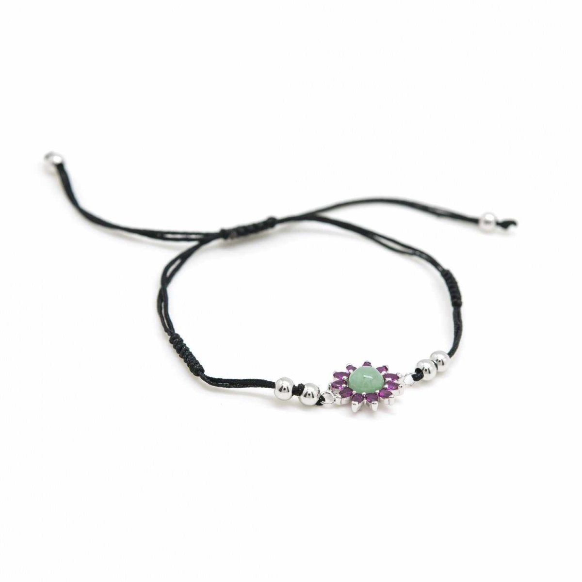 Pulseras de hilo diseño solar en tono verde-LINEARGENT