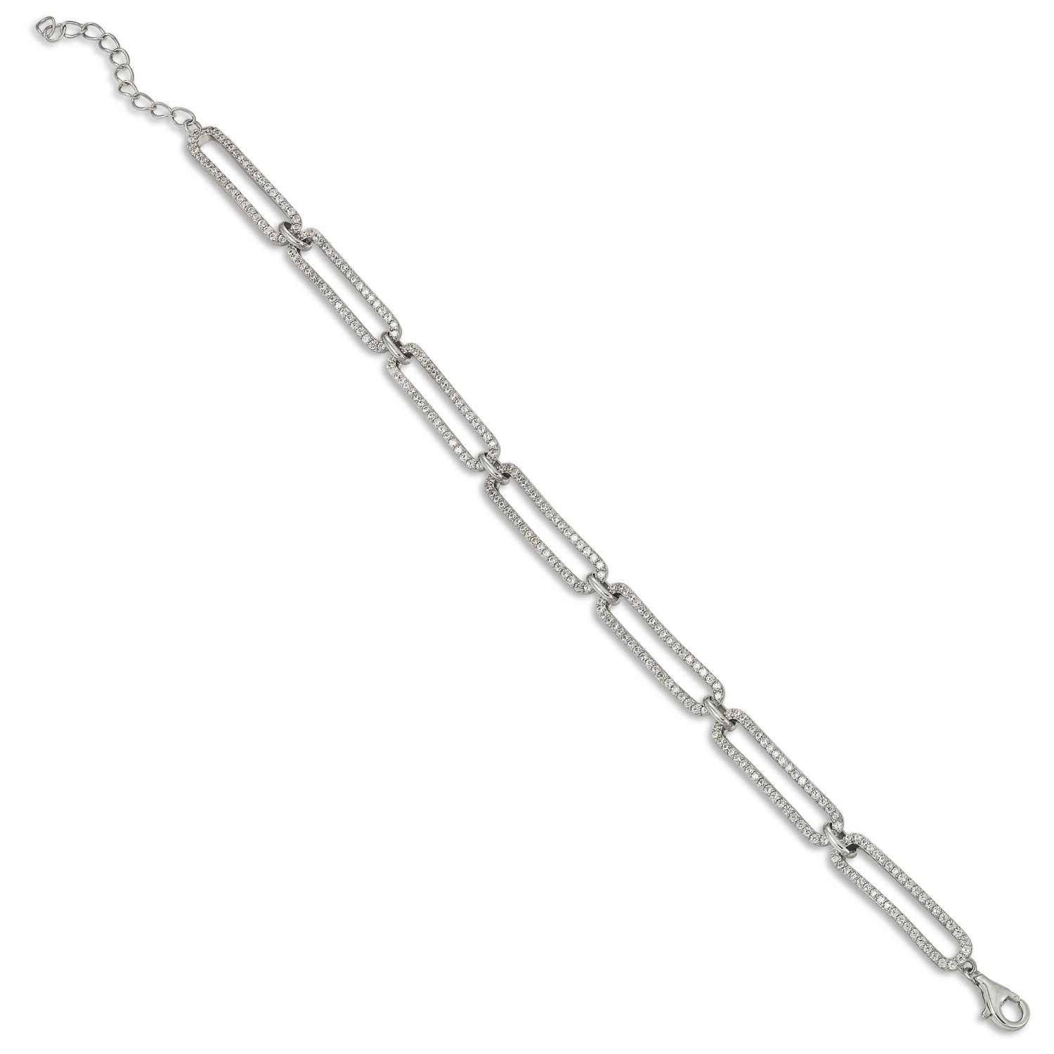 Pulseras eslabones plata brillantes rectangulares-LINEARGENT