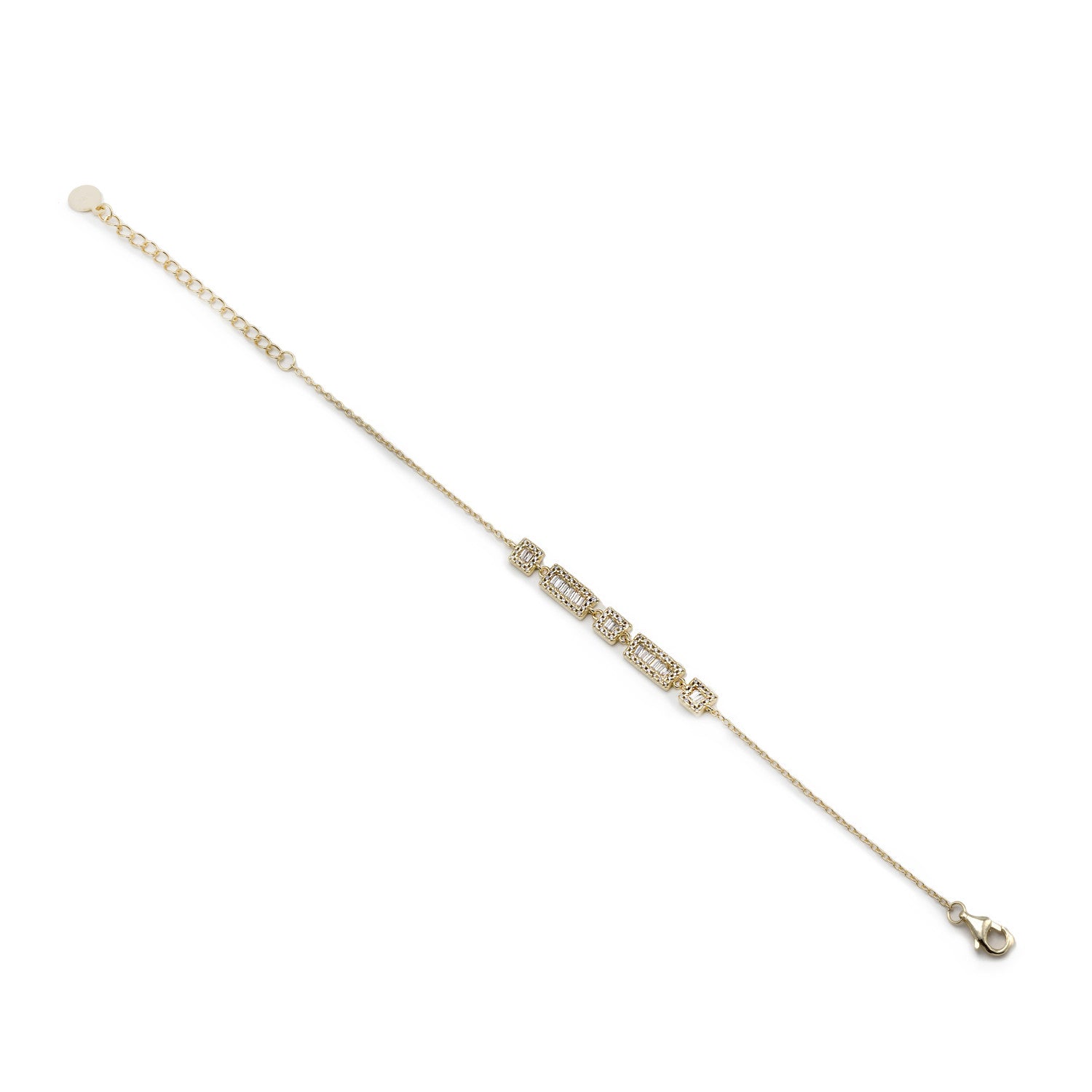 Pulseras finas bañada en oro diseño central con circonitas blancas-LINEARGENT