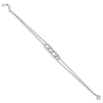 Pulseras finas de plata con diseño central rectangular