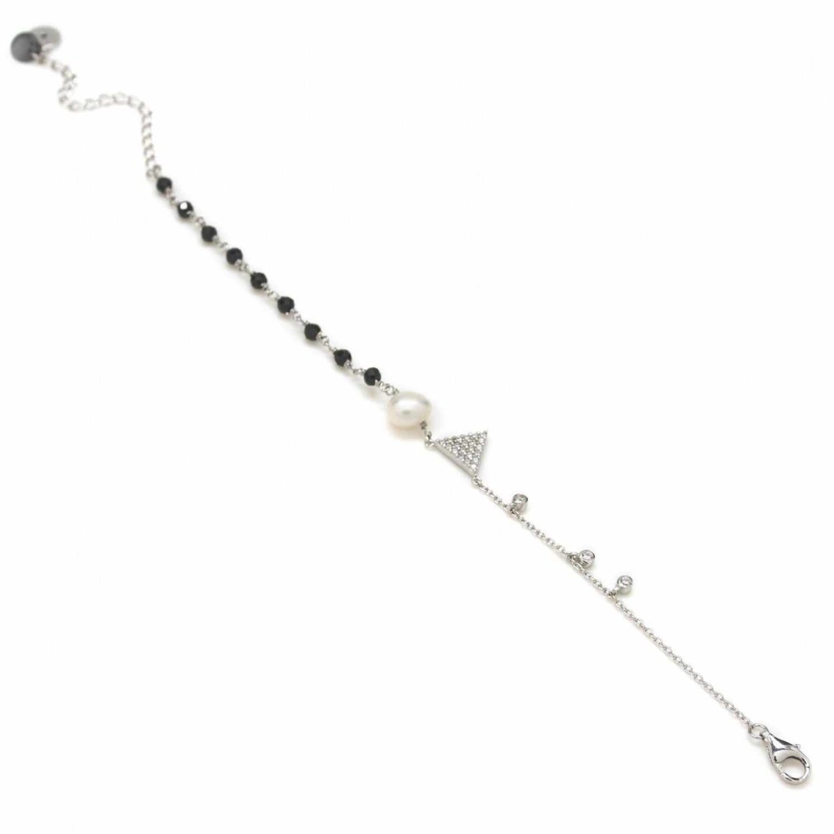 Pulseras finas de plata con motivo triangular y circonitas-LINEARGENT